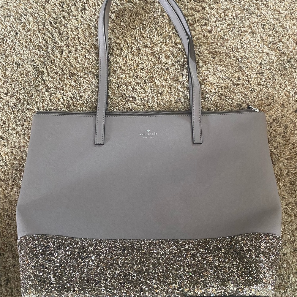 Kate Spade Greta Court Penny Glitter Cityscape Large 12”x15” Shoulder Tote Bag